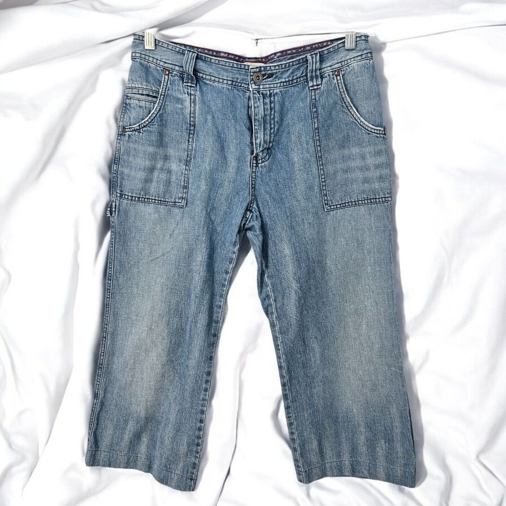 Tommy Hilfiger Womens Carpenter Capri Jeans Blue Medium Wash Cotton Size 8